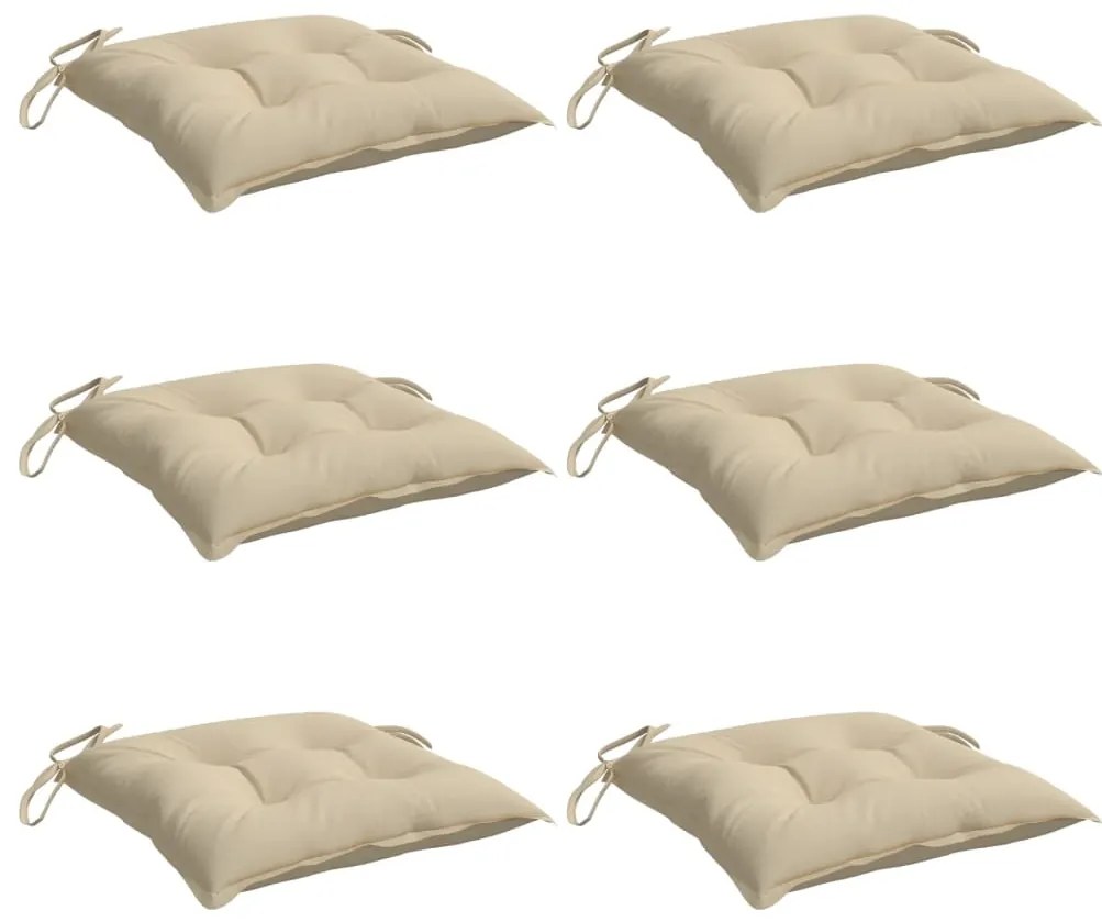 Almofadões de cadeira 6 pcs 50x50x7 cm tecido oxford bege