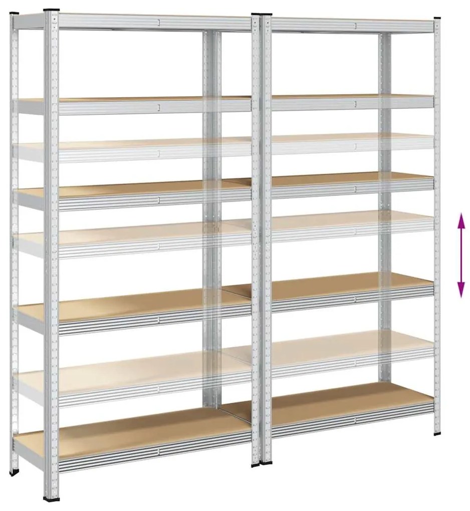Prateleiras de armazenamento de 5 camadas 2 pcs aço prateado
