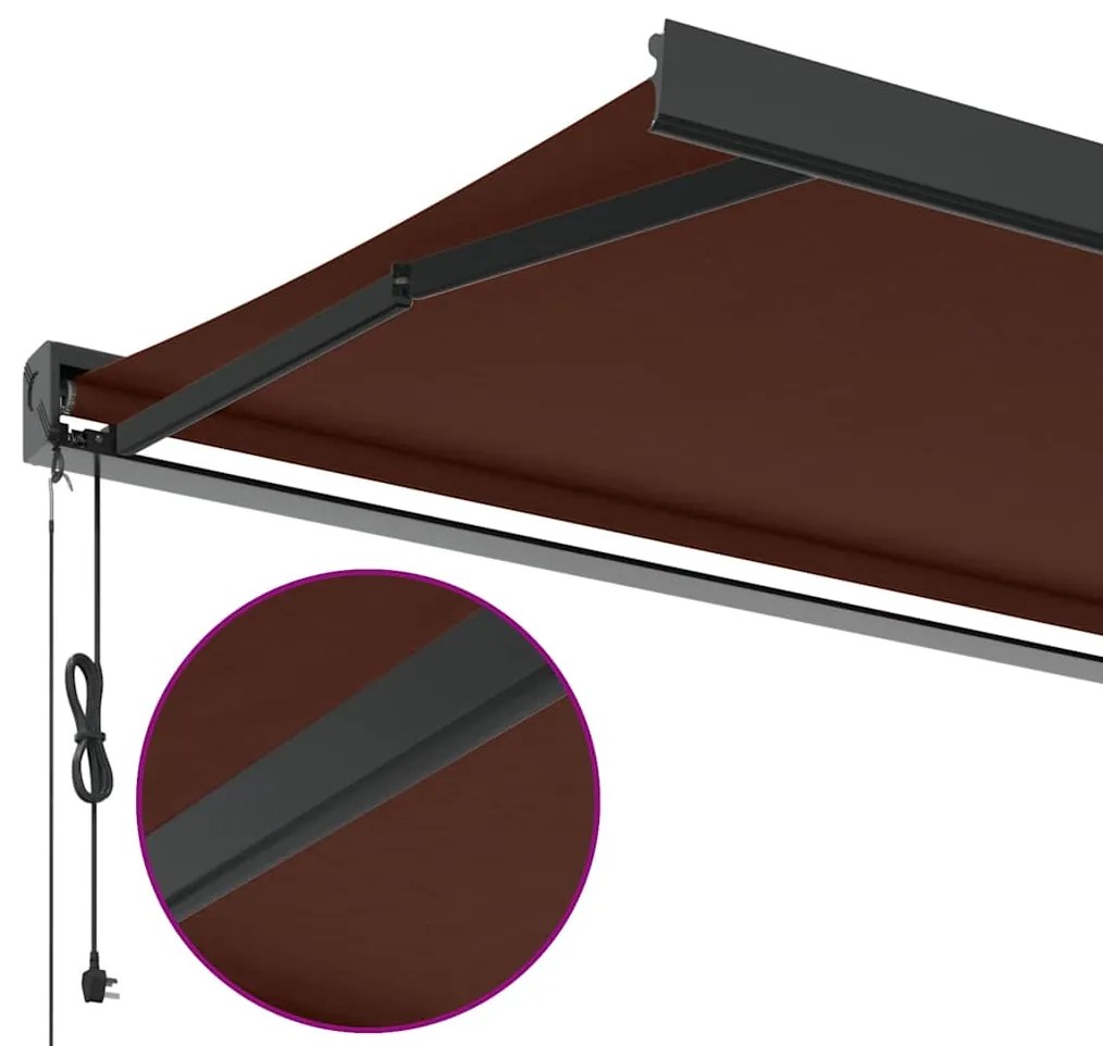 Toldo retrátil automático 500x300 cm castanho
