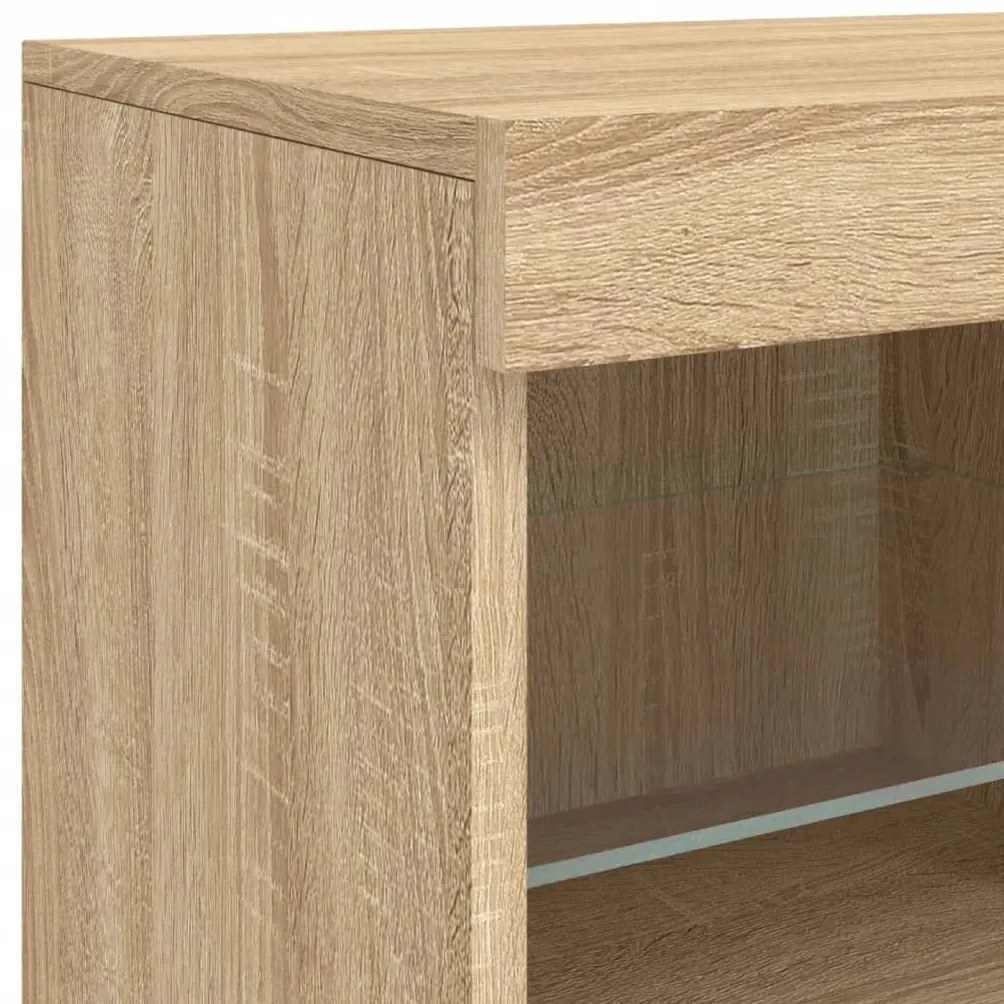 Aparador com luzes LED 81x37x67 cm carvalho sonoma