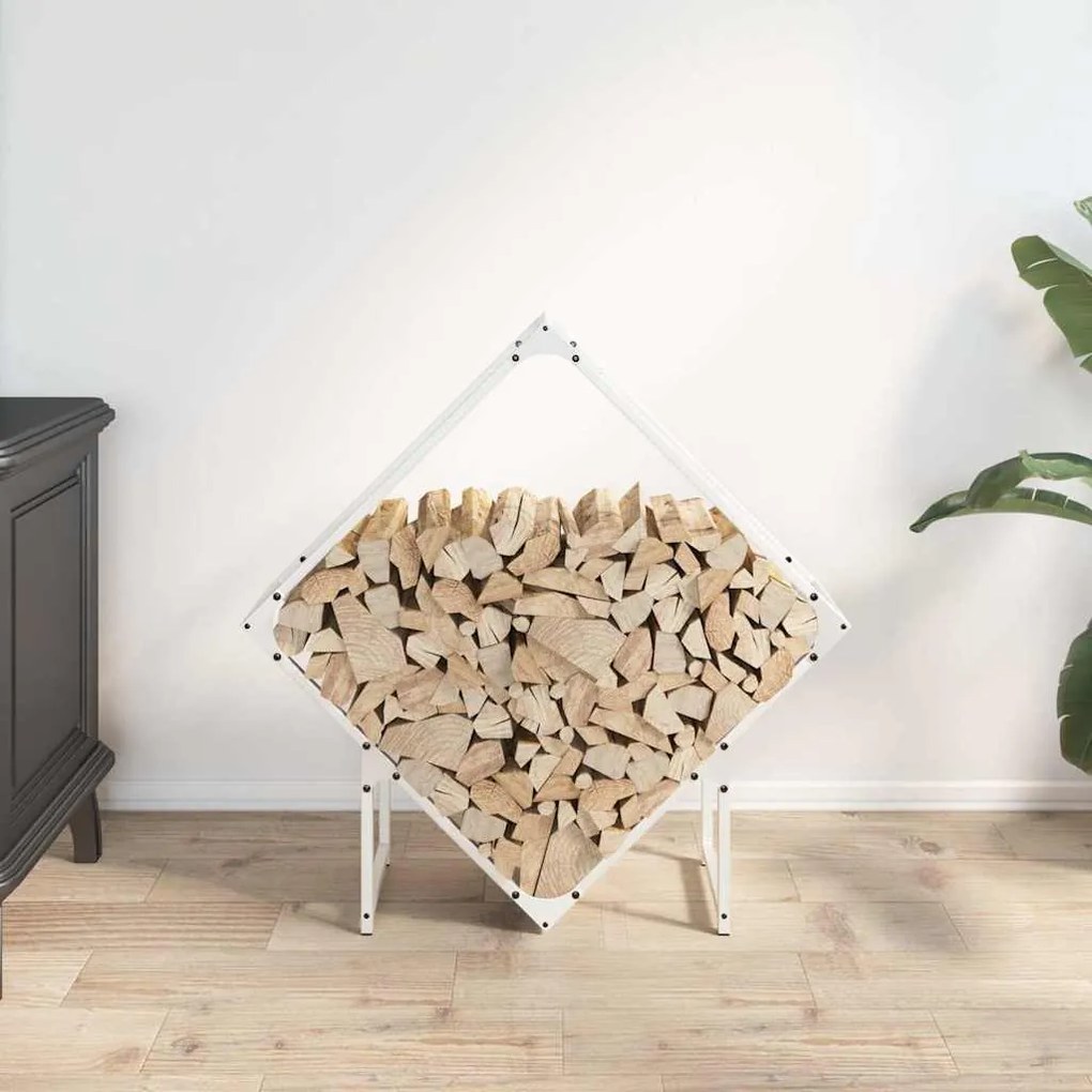 Suporte para lenha 80x25x80 cm aço laminado a frio branco