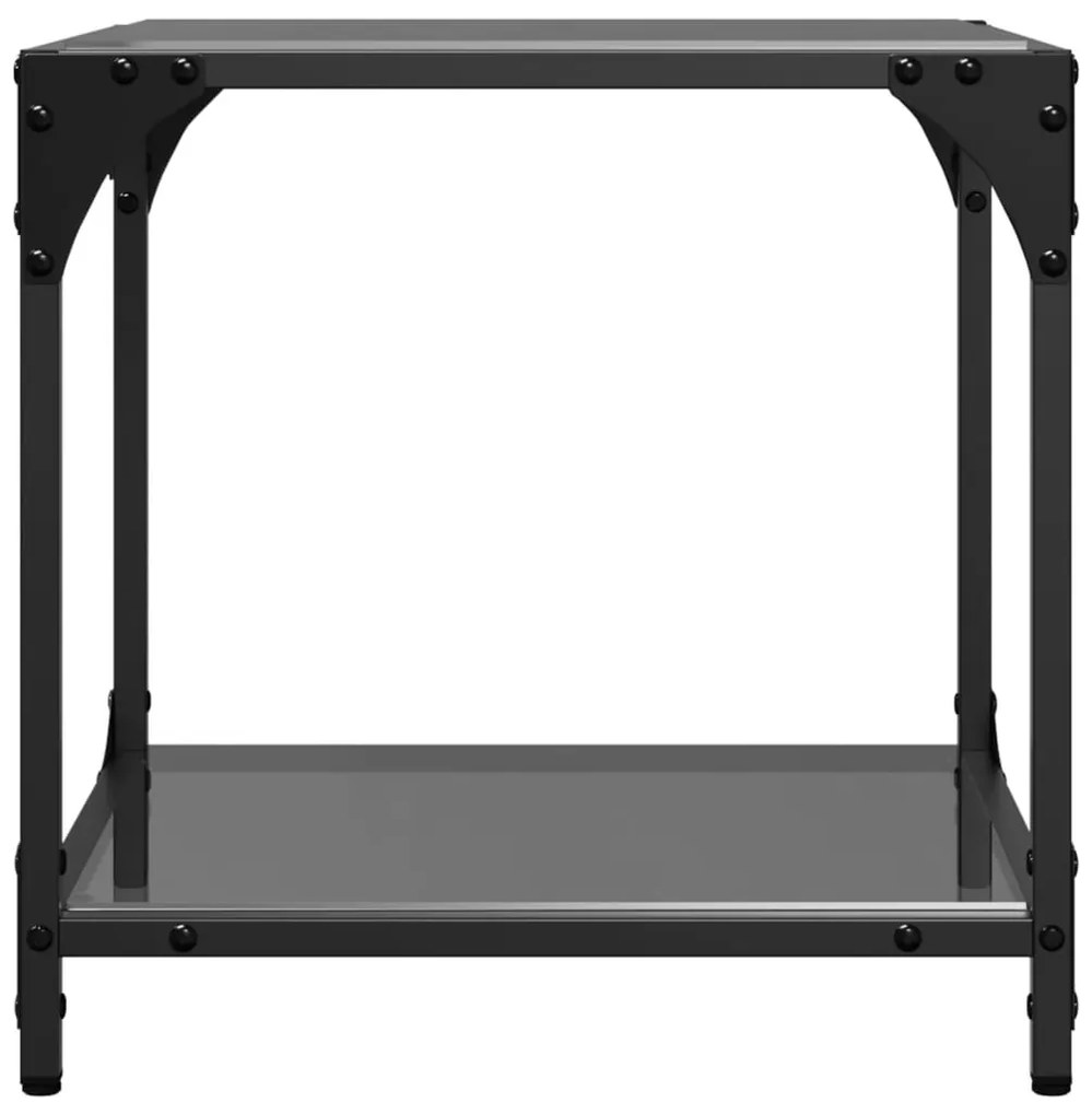 Mesas de centro c/ topo em vidro preto 2 pcs 40x40x40 cm aço