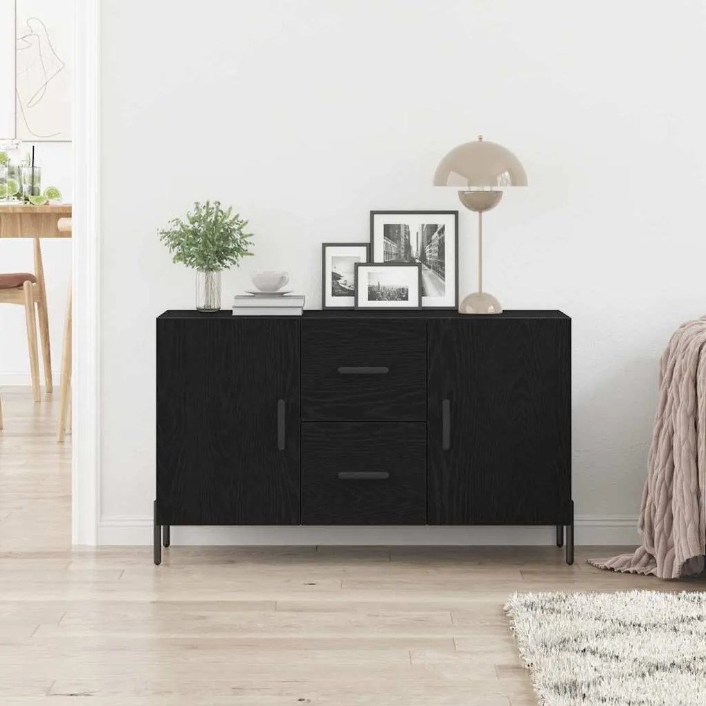 Aparador vidaXL Preto Carvalho 100x36x60 cm Madeira de engenharia