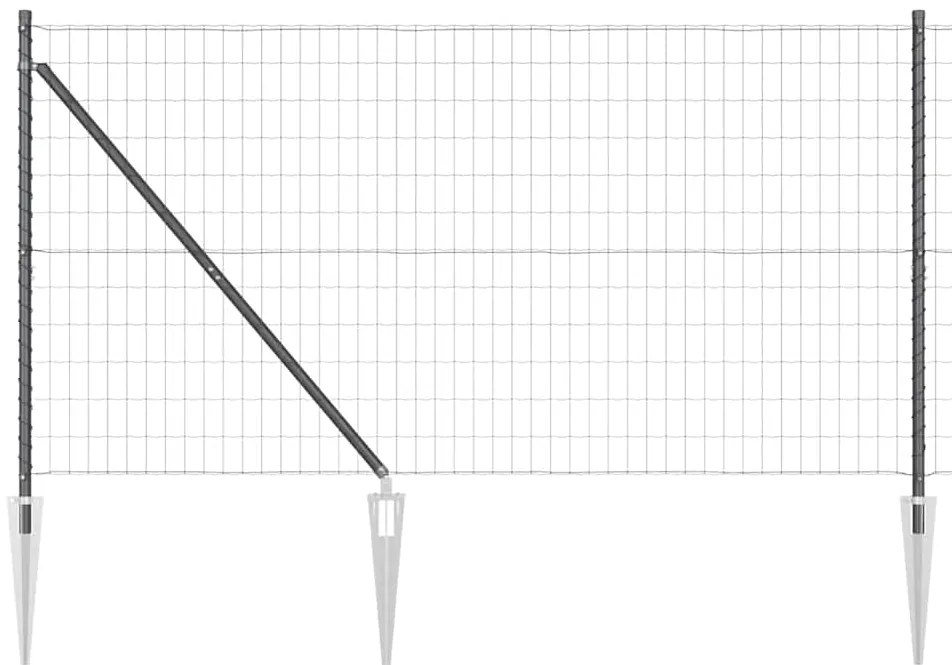 Cerca Euro com 13 postes espinhosos 1,2 x 25 m em aço galvanizado cinz