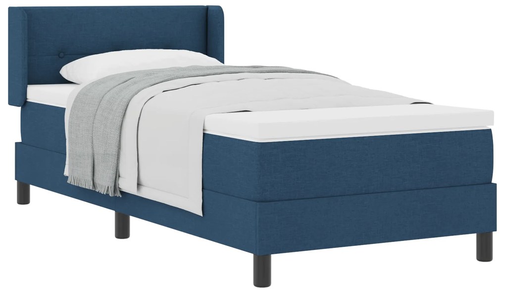 Cama Box Spring vidaXL com Colchão Azul 80x200 cm Tecido, Cabeceira Al