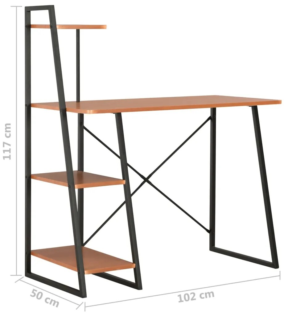 Secretária c/ unidade prateleiras 102x50x117cm preto e castanho