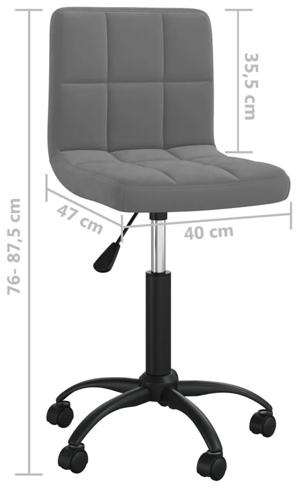 Cadeira de escritório giratória veludo cinzento-escuro