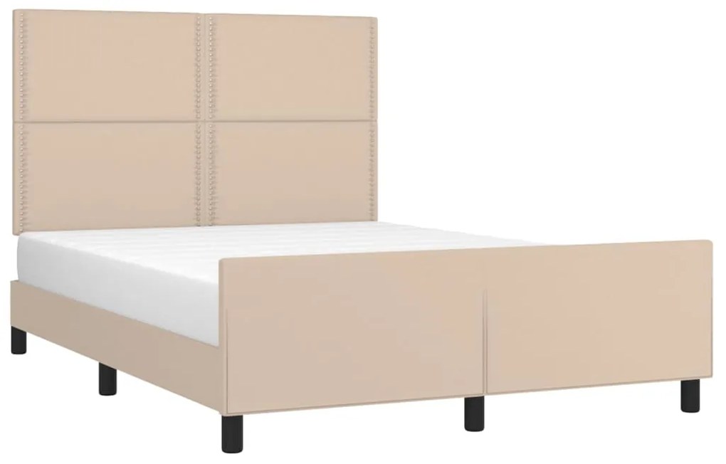 Estrutura cama c/ cabeceira couro artif. 140x190 cm cappuccino