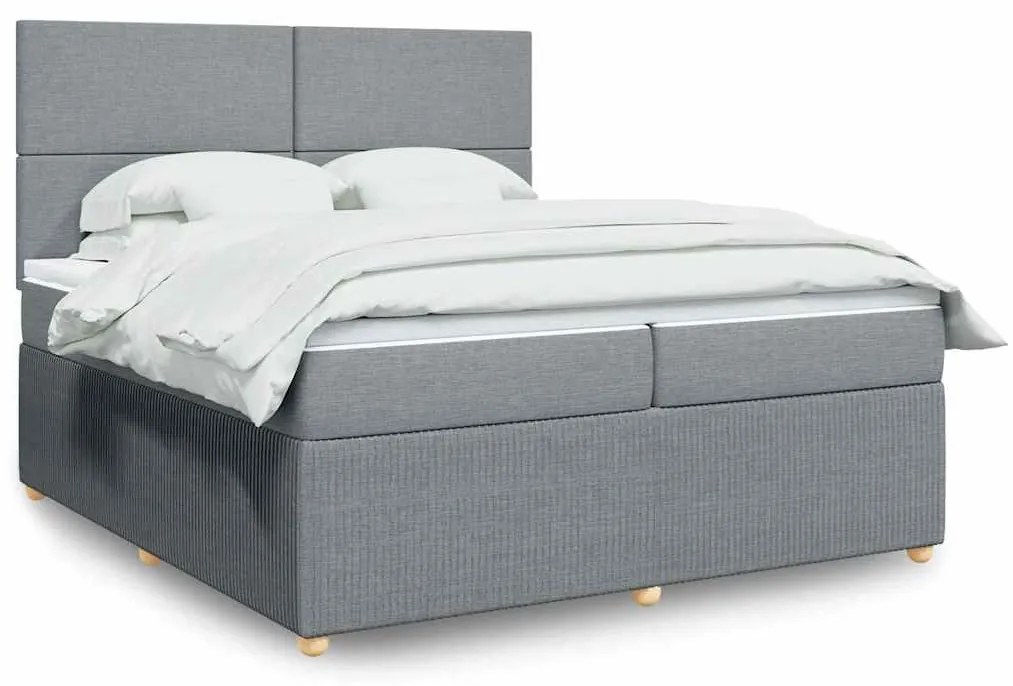 vidaXL Cama com molas/colchão 200x200 cm tecido cinza-claro