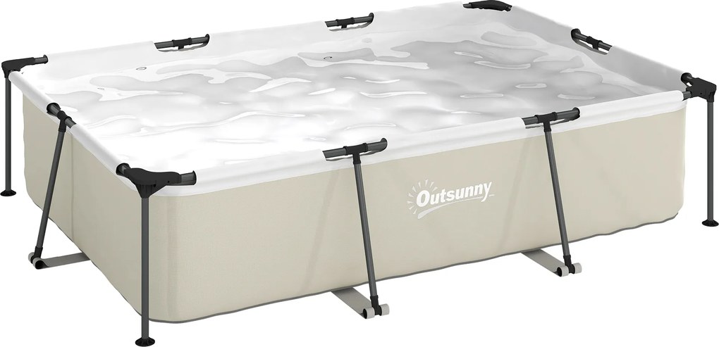 Outsunny Piscina Tubular Retangular Bomba de Filtragem 3701 L em PVC de Tripla Camada 316x238x66,5cm Cinza | Aosom Portugal