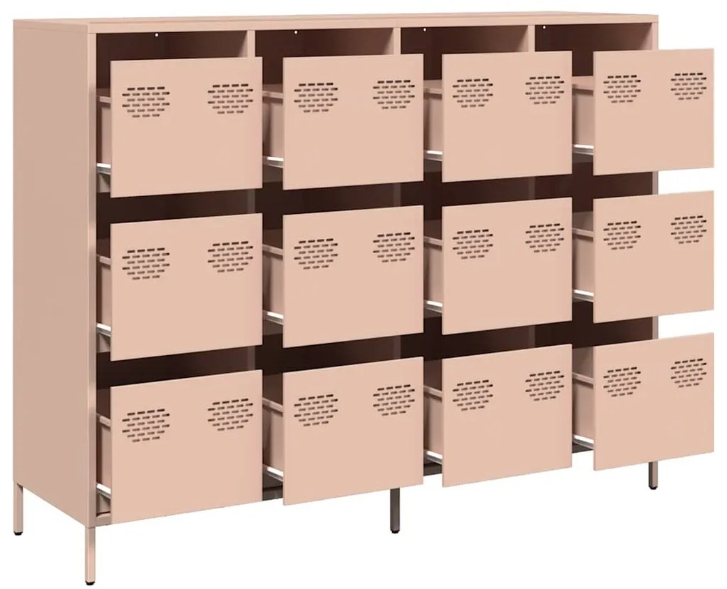Aparador 135x39x103,5 cm aço laminado a frio rosa