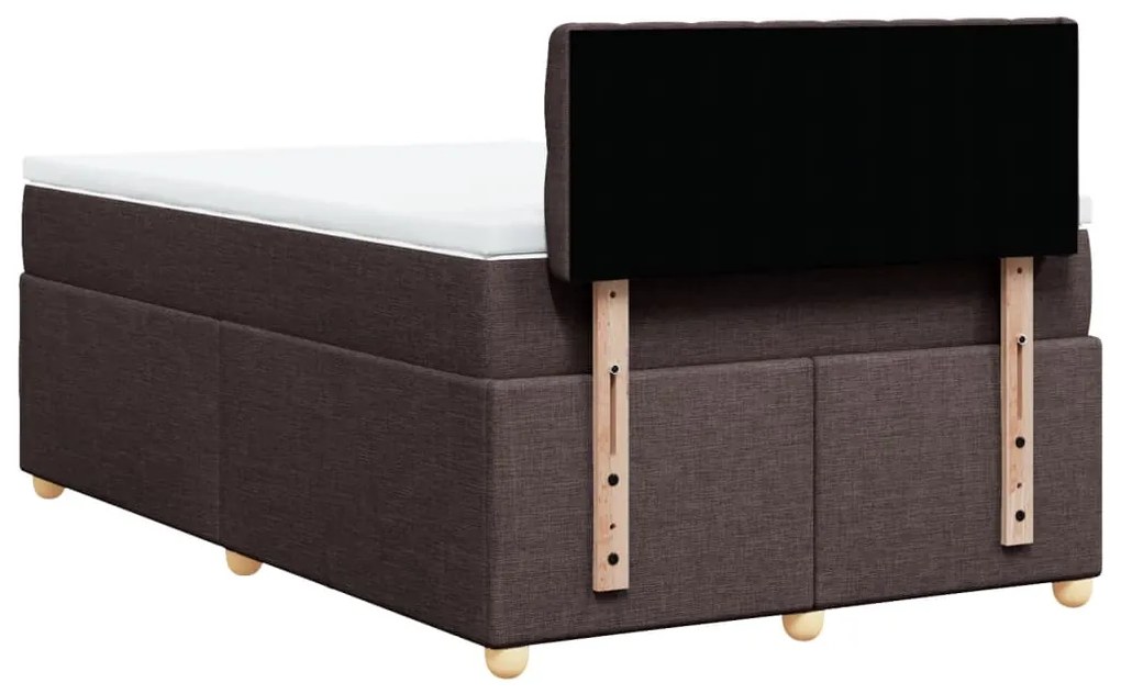 Cama boxspring com colchão 120x190 cm tecido castanho-escuro