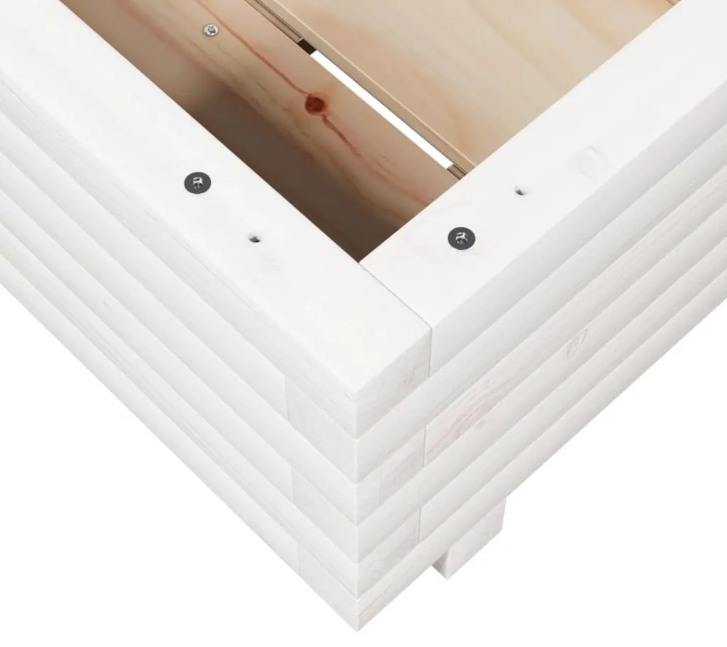 Vaso/floreira de jardim 40x40x26,5 cm pinho maciço branco