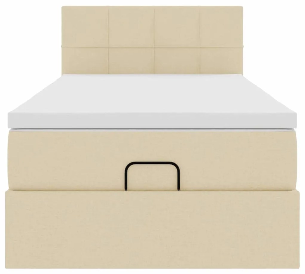 Cama otomana com colchão 100x200 cm tecido creme