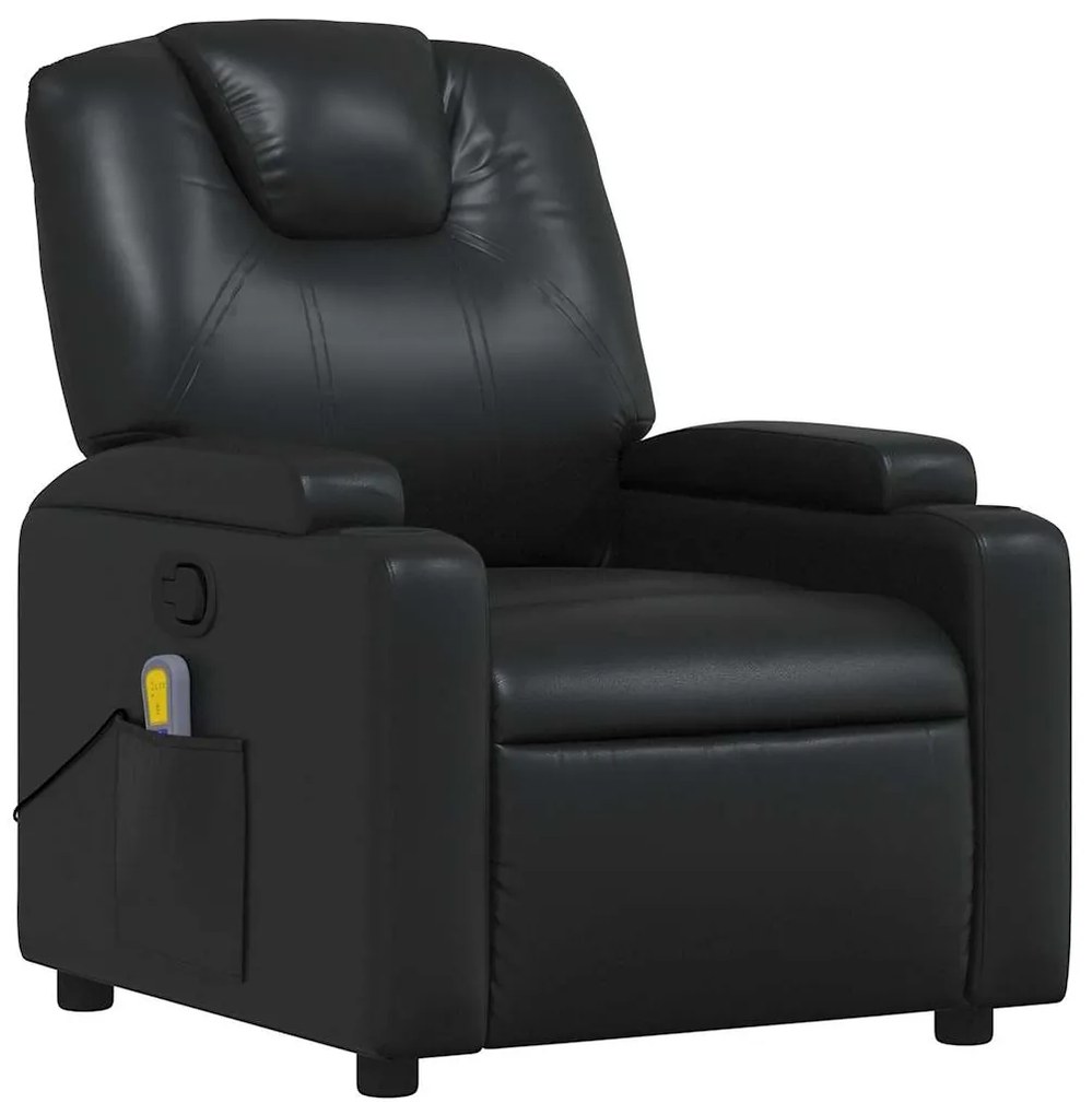 Poltrona de massagens reclinável couro artificial preto