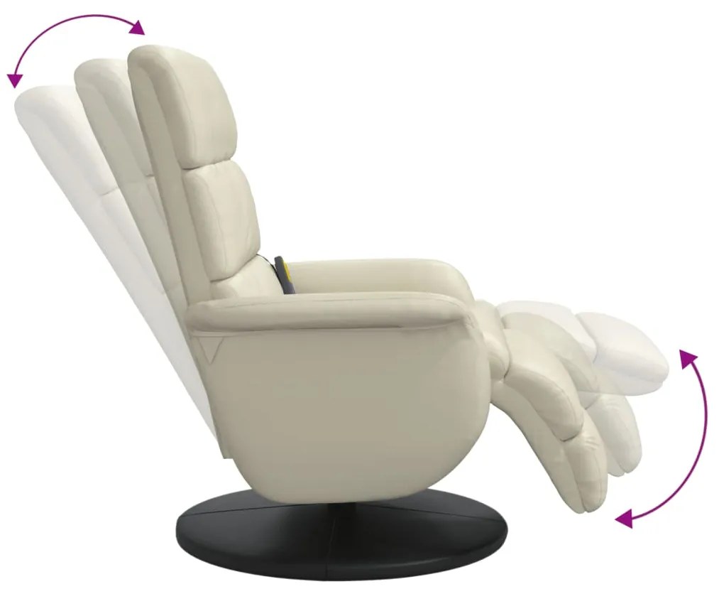 Cadeira massagens reclinável c/apoio pés couro artificial creme