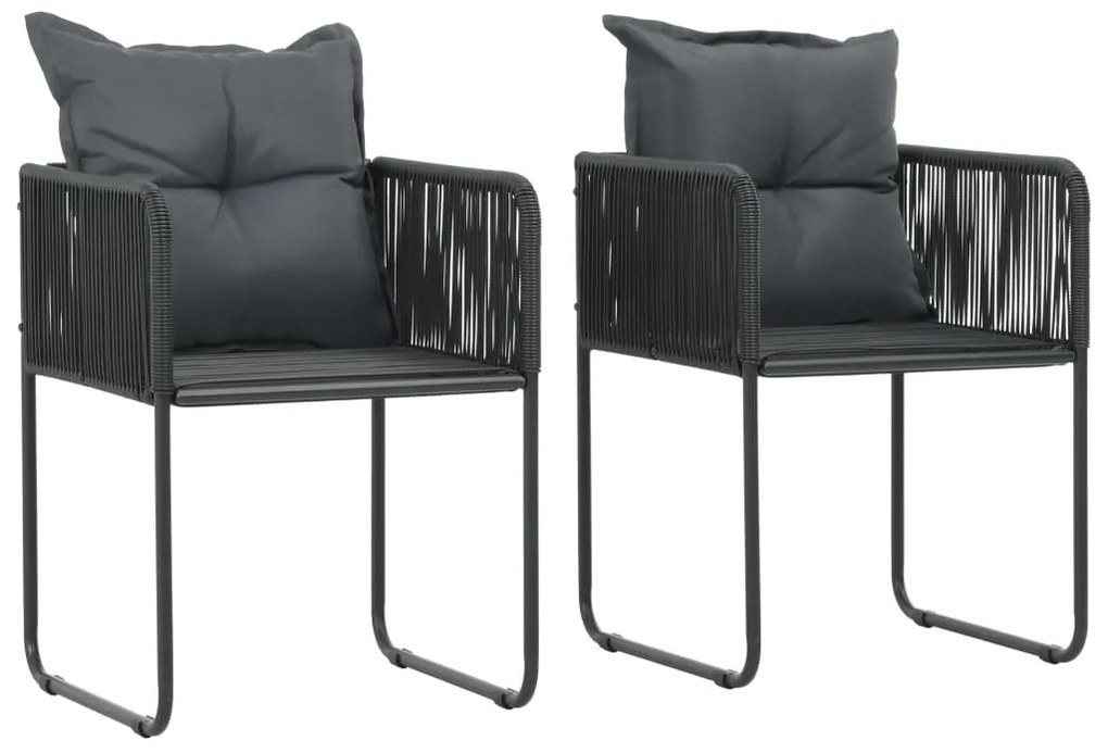 44438 vidaXL Cadeiras de exterior 2 pcs c/ almofadões vime PE preto