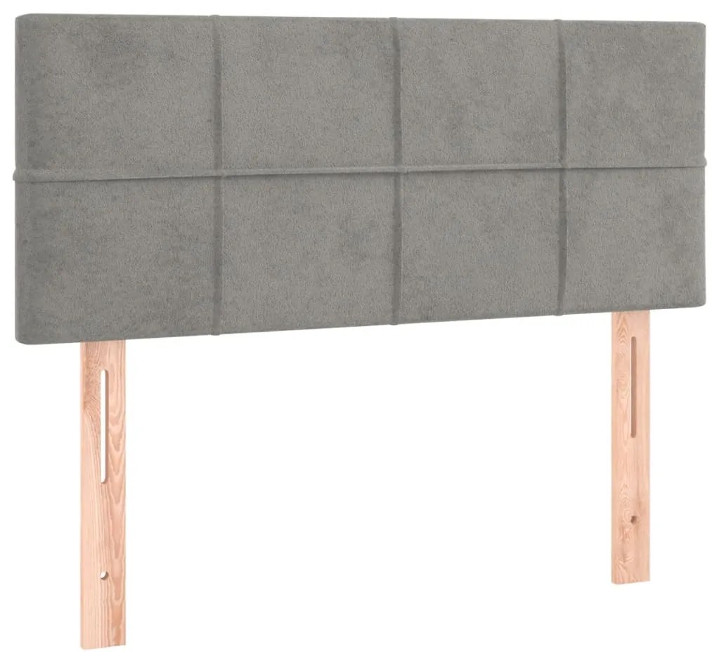 Cabeceira de cama c/ luzes LED tecido 90x5x78/88 cm cinza-claro