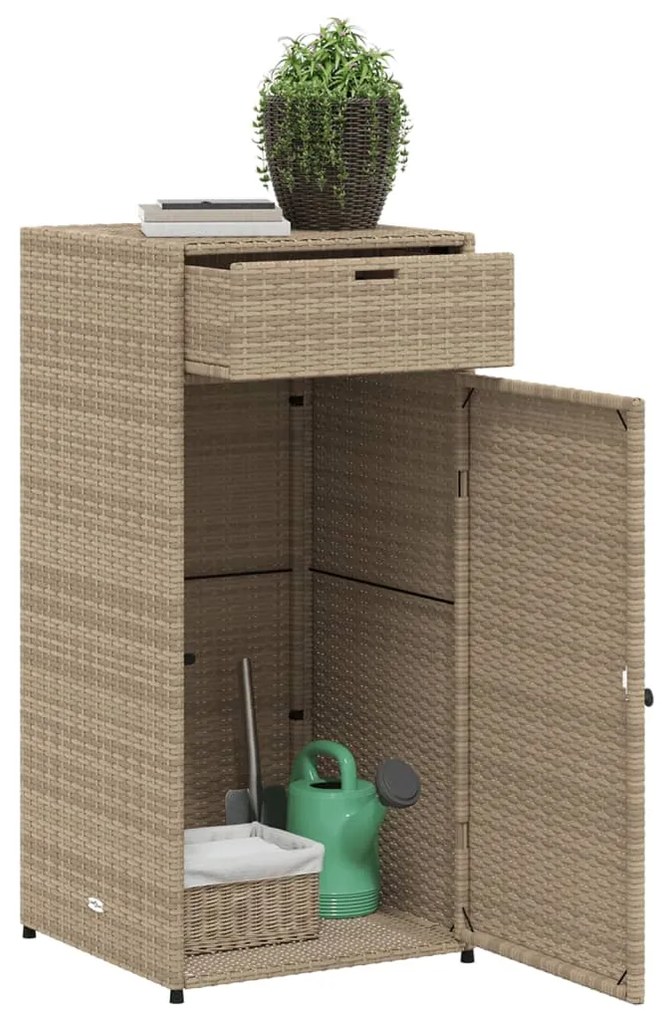 Armário de arrumação para jardim 55x55x111 cm vime PE bege