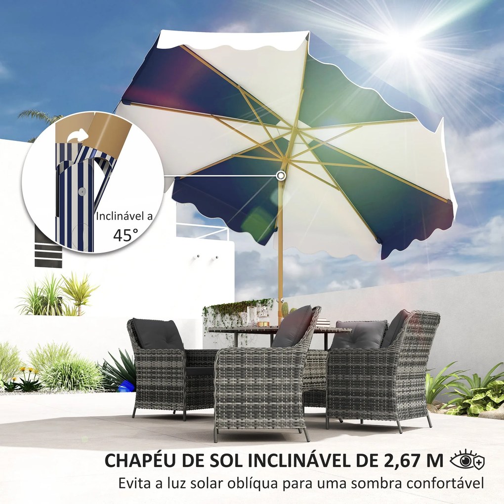 Chapéu de Sol de Jardim Ø267 cm Chapéu de Sol de Exterior com Ângulo I