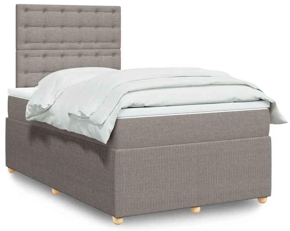 Cama boxspring c/ colchão 120x190cm tecido castanho-acinzentado