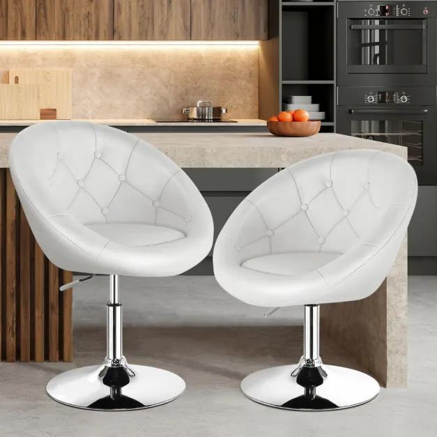 Banco alto ajustável Cadeira de bar giratória de 360° com encosto estofado Estofamento em couro sintético e base cromada para lounge escritorio Bar Br