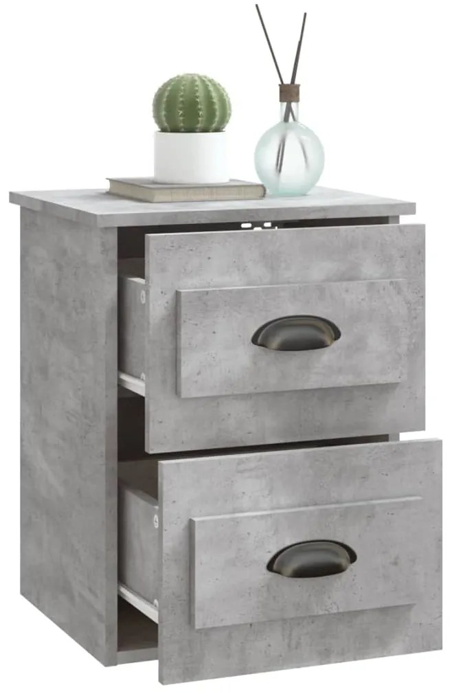 Mesas de cabeceira parede 2 pcs 41,5x36x53 cm cinzento cimento