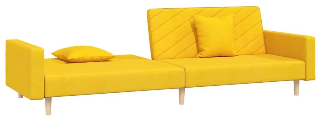 Sofá-cama 2 lugares com duas almofadas tecido amarelo