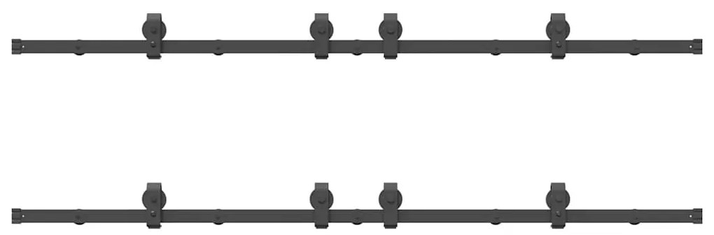 Kit de ferragens para porta deslizante 366 cm aço preto