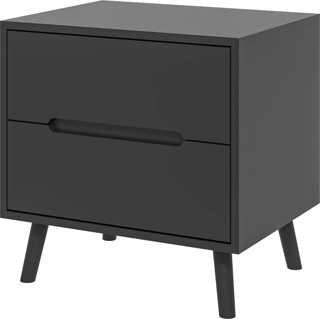 Mesa de cabeceira com 2 gavetas  50 x 40 x 50,5 cm, estilo moderno, para quarto ou sala preta