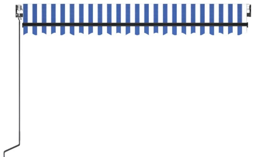 Toldo autom. LED e sensor de vento 400x300 cm azul e branco