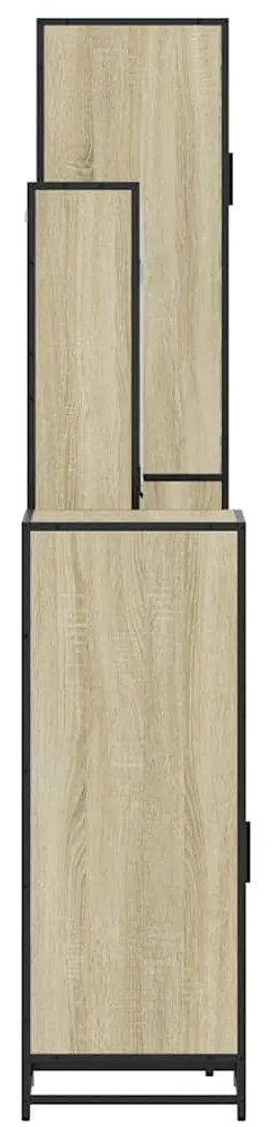 4 pcs conj. móveis casa banho derivados madeira carvalho sonoma