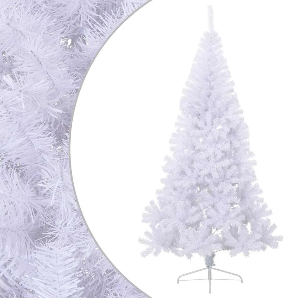 Meia árvore de Natal artificial com suporte 180 cm PVC branco