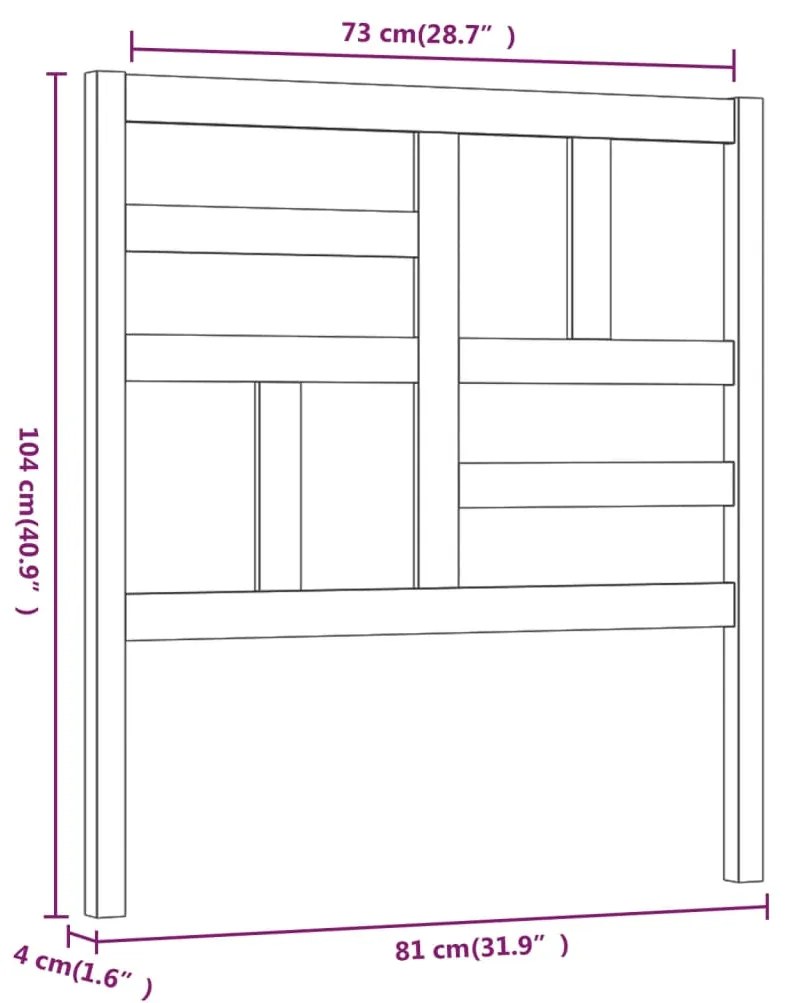 Cabeceira de cama 81x4x104 cm pinho maciço cinzento