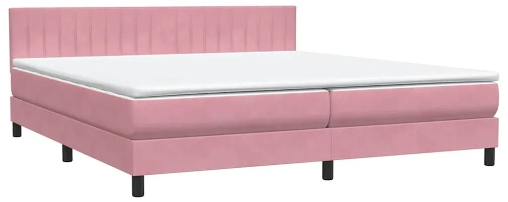Cama com molas colchão 200x210 cm veludo rosa