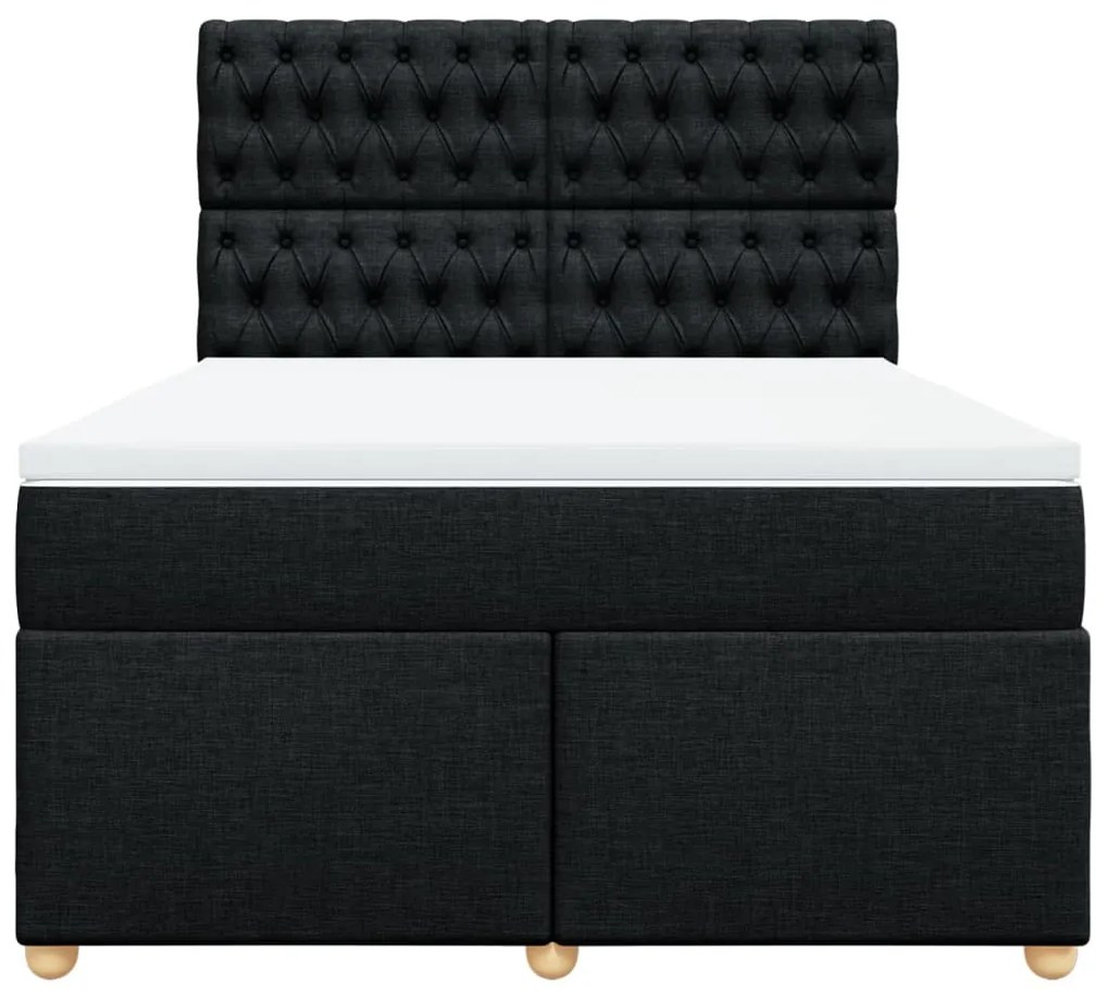 Cama com molas/colchão 160x200 cm tecido preto