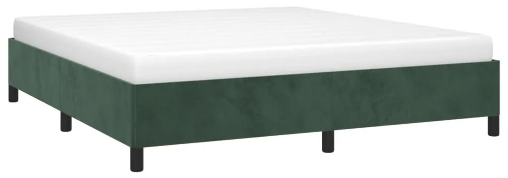 Estrutura de cama sem colchão 160x200 cm veludo verde-escuro