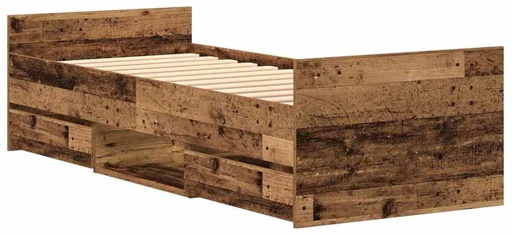 Cama vidaXL sem Colchão Madeira Antiga 75x190 cm Madeira de Engenharia