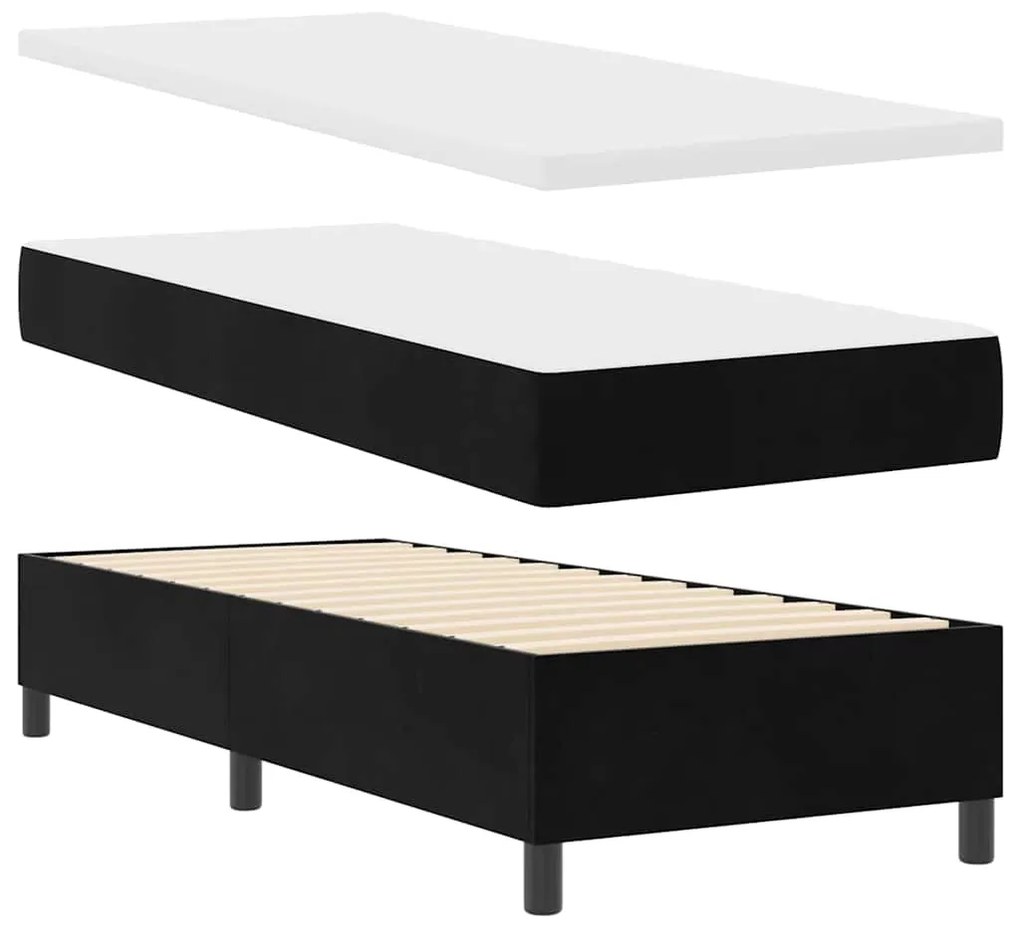 Cama Box Spring vidaXL com Colchão e LED Preto 80x200 cm Veludo