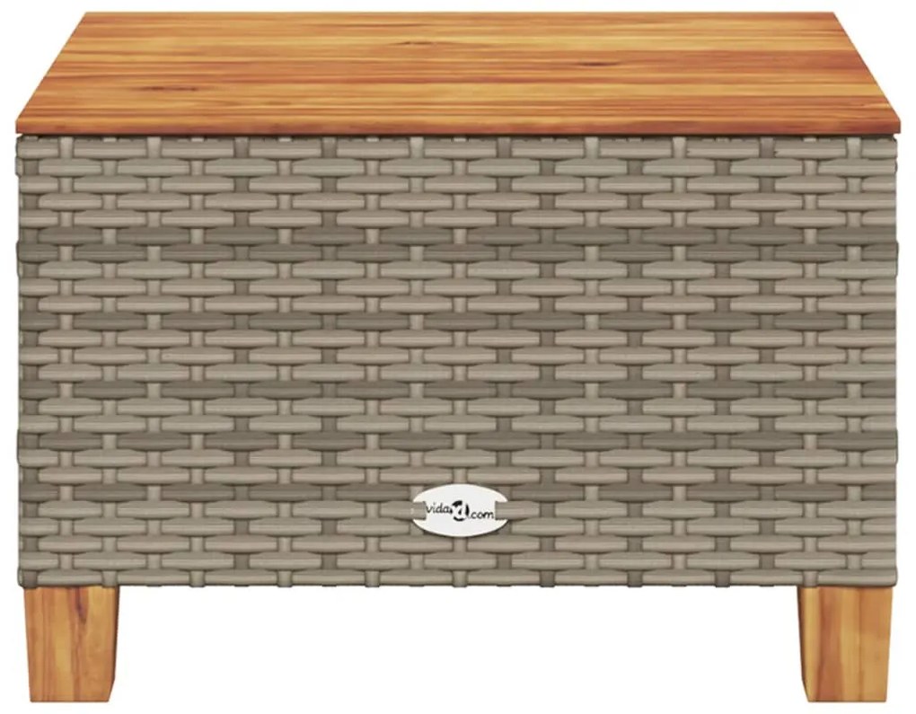 Mesa de jardim 55x55x36 cm vime PE e madeira de acácia cinzento