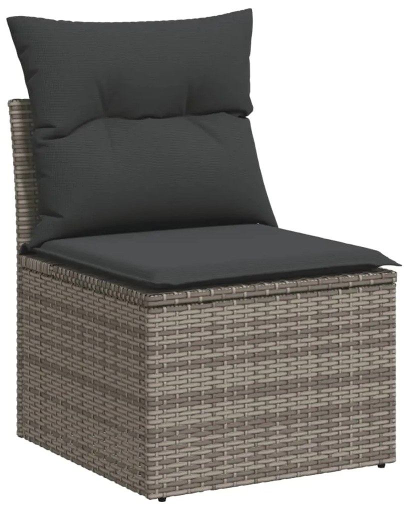 12 pcs conjunto de sofás jardim c/ almofadões vime PE cinzento