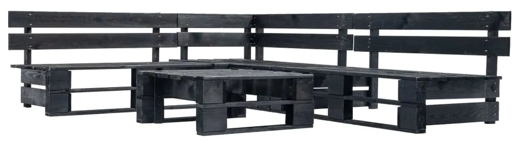 vidaXL Sofás de paletes para jardim 4 pcs madeira preto