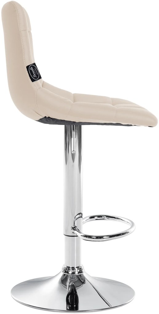 Conjunto de 2 bancos altos Jerry em couro sintético com estrutura cromada 87-108,5 x 43 x 46,5 cm Creme