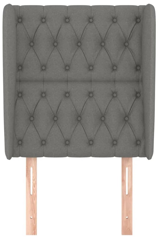Cabeceira cama c/ abas tecido 83x23x118/128 cm cinzento-escuro