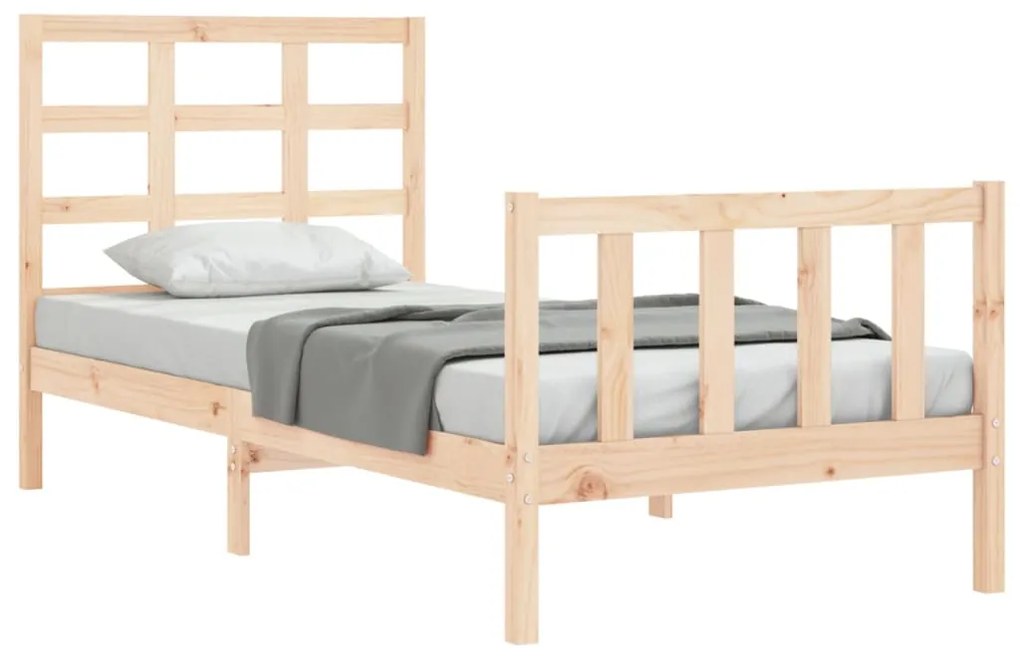 Estrutura de cama com cabeceira 90x190 cm madeira maciça