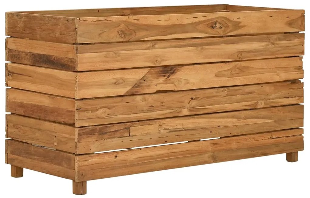 Vaso/floreira 100x40x55 cm madeira de teca reciclada e aço
