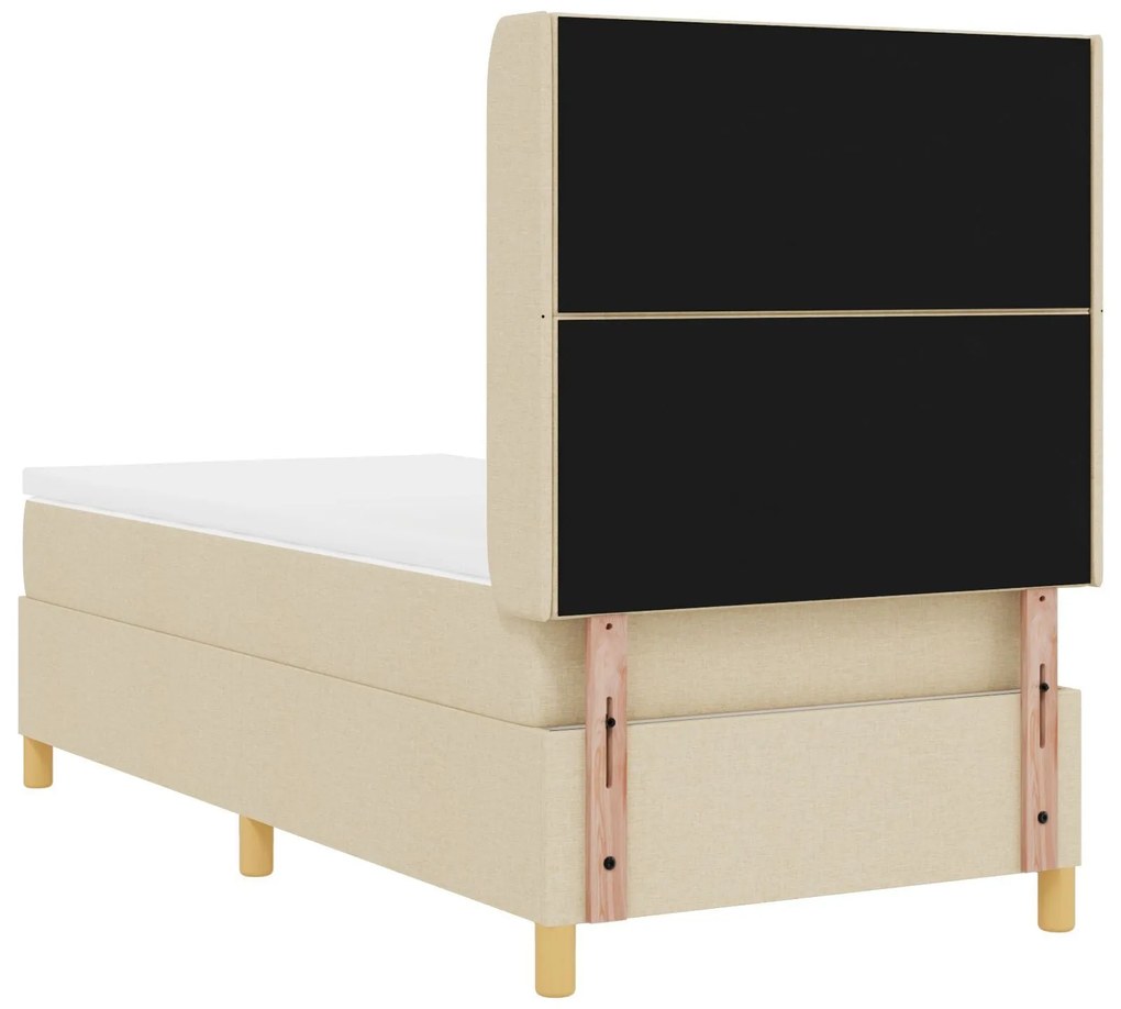Cama Box Spring vidaXL com Colchão e LED Creme 90x200 cm Tecido