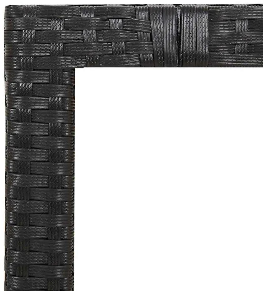 3 pcs conjunto bistrô de jardim c/ almofadões vime PE preto