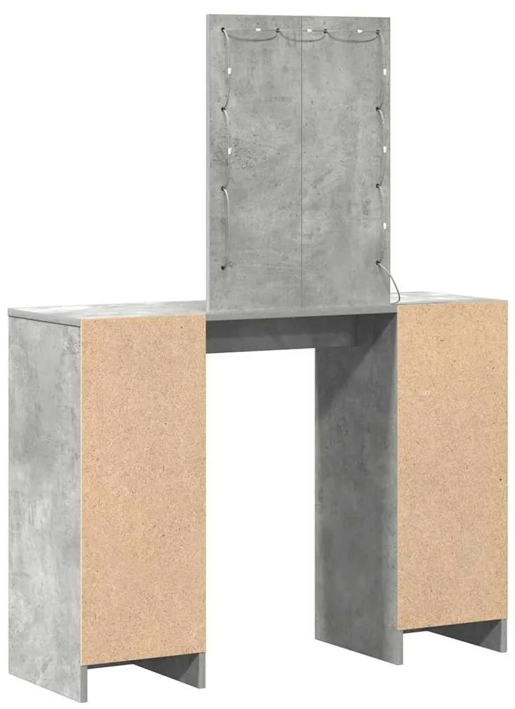 Mesa de Maquiagem vidaXL com Luzes LED Cinza Concreto 102x33x135 cm