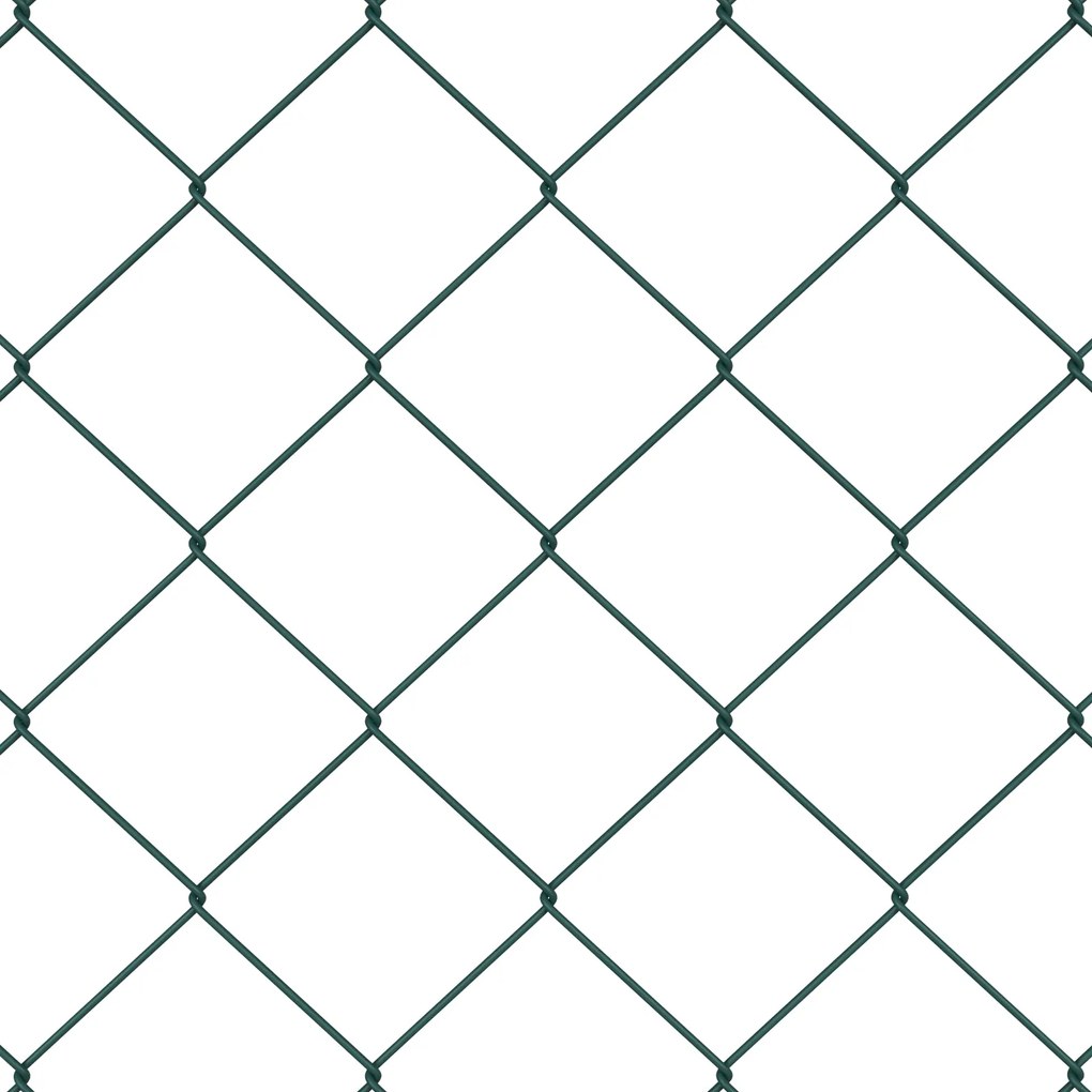 Cerca de Corrente com 7 Postes 1,2x10 m Aço Galvanizado Verde